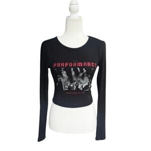 GARAGE Long Sleeve Legends of Rock Crop Top Size Small